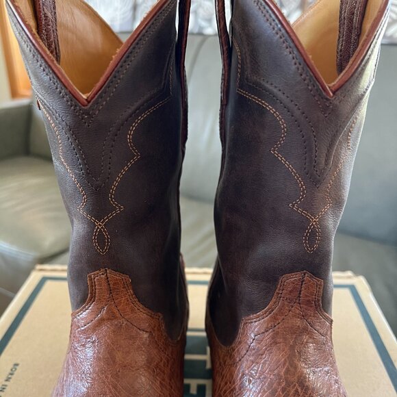 **SOLD**TECOVAS The Wade Men's Russet Smooth Ostrich Roper Boot 11D - Picture 10 of 14